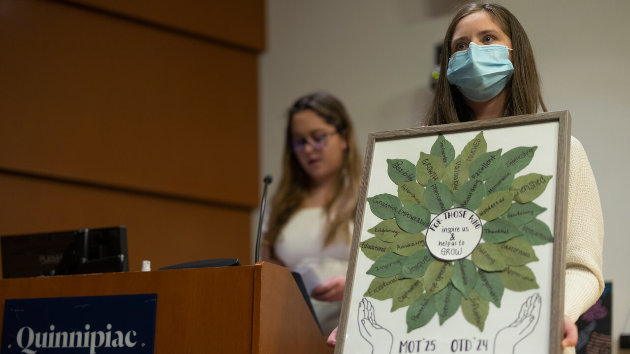 Students of the School of Medicine give presentations during the annual ceremony of gratitude.